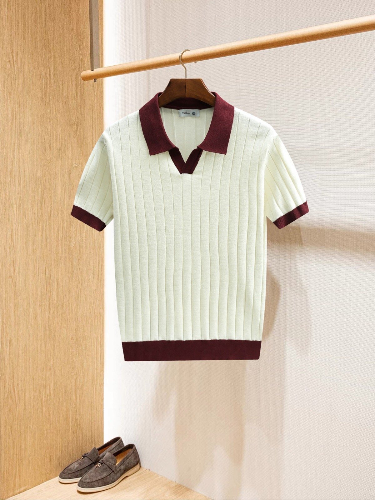 Contrast Rib Polo Sage