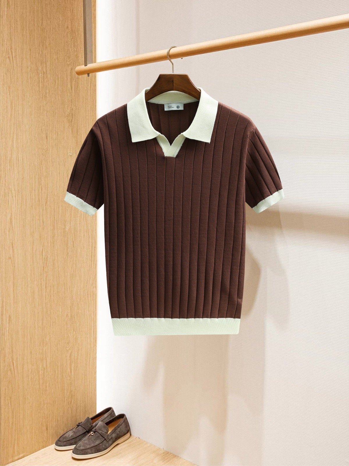 Contrast Rib Polo Cacao